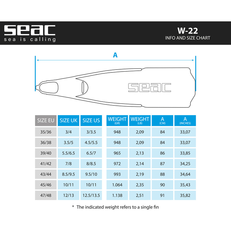 SEAC W-22  BLACK FREEDIVING FINS SEAC